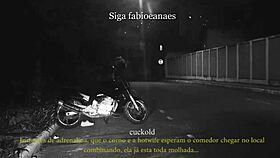 Wow, this naughty milf is showing off her skirt to the cuckold voyeur on the street!