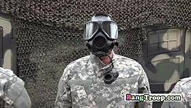 superior officer orders soldiers to shove junk in tight hole