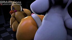 Fnaf 2 and SB Vanny Interacts with Toy Chica in 3D Scene