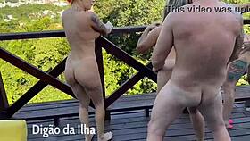 Blonde Redhead Orgy on Balcony