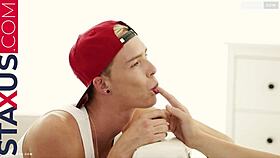 Staxus skinny European teen twink enjoys big dick in 69 close-up action