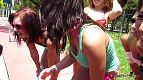 Amateur babes, you won't believe this orgy in the same bed with monster cocks