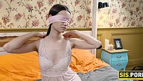 Blindfolded Cutie Accidentally Seduces Her Lucky Stepbrother in Fun Mix-Up