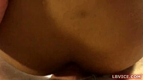 Teen ladyboy Elle bent over for doggystyle blowjob