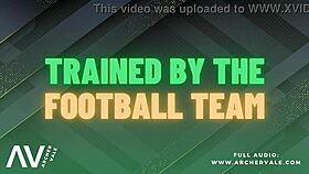 Football team worships muscles in gay blowbang gangbang!