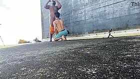 daddyblackxxx1 fucks ericsockz outdoors in gay scene 😏