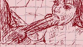 milf blowjob on dark big dick hentai drawing, intriguing contrast