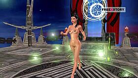 An animated 3d cartoon porn video of a cute indian girl giving sexy poses and masturbating using banana