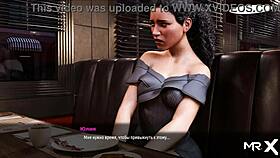 anime girl teases by flashing pussy in crowded restaurant