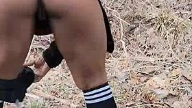 Ebony gay couple inserts tampon then gargles pee by the road 😏