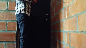 Secretaria in dress and lingerie gets fucked in hallway homemade video