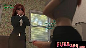 Redhead futa professor shoves her massive cock into cute tight pussy