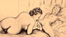 Vintage erotic cartoon illustration from antique era