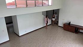 Fucking my real estate client while his fiancée sees the kitchen of his future home i seduce this young 18+ on the stairs showing my pussy and ass then he secretly fucks me 😜