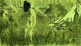 Vintage erotic cartoon illustration from antique era