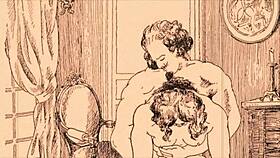 Vintage erotic drawing in retro style