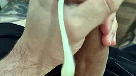 Brazilian twink jerks his big cock solo
