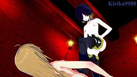 phara suyuf and leiur darhim team up with kaede kagayama for intense futanari action in symphogear and non non biyori hentai cartoon