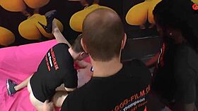 Slutty euro gets blowbang facials 😈