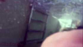 Girl flashes pussy in public pool, boy helps masturbate with people watching