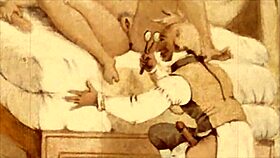 Vintage erotic cartoon illustration from antique era