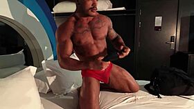 Blindfolded Bodybuilder Takes Big Cock Bareback With Passion.