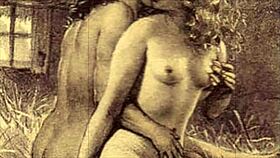 Vintage erotic cartoon illustration from antique era