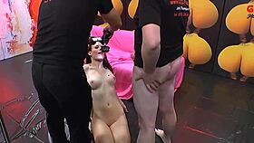 Slutty euro gets blowbang facials 😈