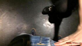 Surprise anal and blowjob in public restaurant!