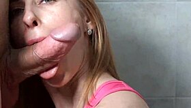 I pick up a cute milf at the bar for an amazing blowjob and facial in the toilet
