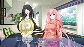 in akumeru family harem route, the milf sits and rides with big tits and ass.