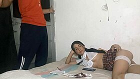 Young Colombian schoolgirl eagerly waits for stepbrother to fuck her big ass after school in Medellin