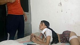 Young Colombian schoolgirl eagerly waits for stepbrother to fuck her big ass after school in Medellin