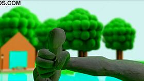 Claymation character masturbates in anime style