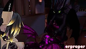 in vrchat, a daemon, robot, and dragon engage in a steamy threesome