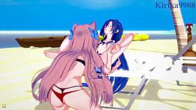 Tsubasa Kazanari and Maria Cadenzavna Eve in Wild Futanari Lesbian Action