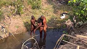 two strangers bang teen village girl by the river hard