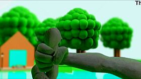 Claymation character masturbates in anime style