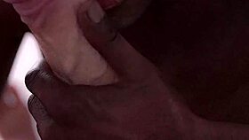 Black guy sucking that big white dick like a pro