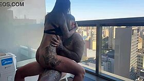 Sister-in-law surprises with panties on hotel balcony!