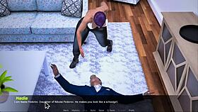 Femdom Alison dominates with blowjob, assfucking, creampie, and squirting in harem route