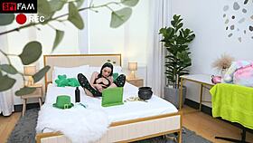 stepbrother catches selina imai masturbating her tight pussy for fans on webcam 😈