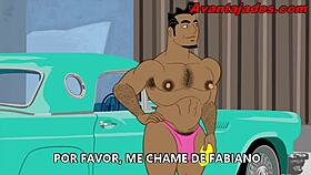 In this brazilian cartoon, the guy has gay sex with his filipino neighbor