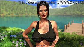 أخت زوج أم مجنونة تسبح عارية في الغابة وتتفاجأ