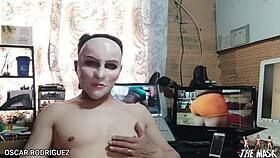 The masked goddess in crossdressing transforms into the diva del sexo