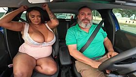 Luana Lima Shows Huge Boobs in Car Ride. She Takes Hard Cock Deep Inside.