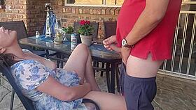 Caught my friend's wife fingering on patio, wanna join?