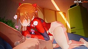 Asuka gives no mercy blowjob in 3d hentai