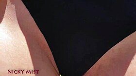 stepsister's panties filled in the garden with cum