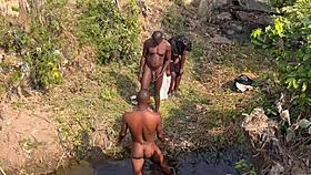 two strangers bang teen village girl by the river hard